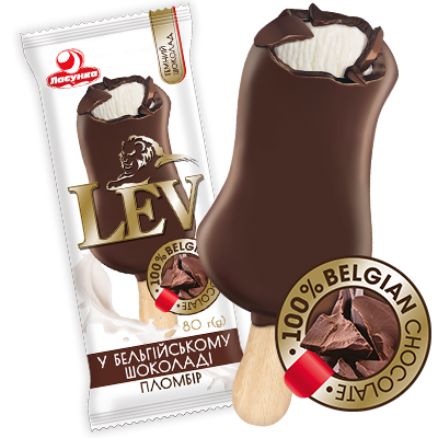 Морозиво пломбір “LEV” у бельгійському шоколаді