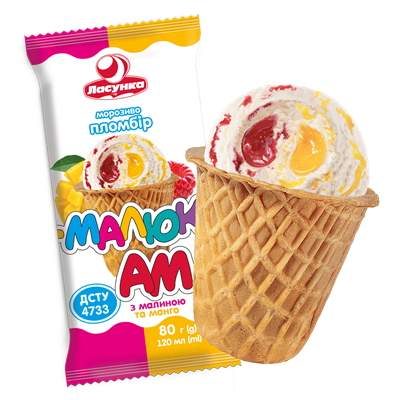 Морозиво пломбір «Малюк-Ам» з малиною та манго