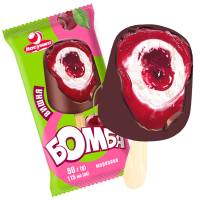 Морозиво «Бомба» з вишневим джемом у глазурі