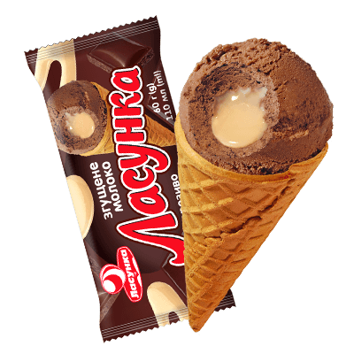 Морозиво «Ласунка» з какао та згущеним молоком у вафельному ріжку