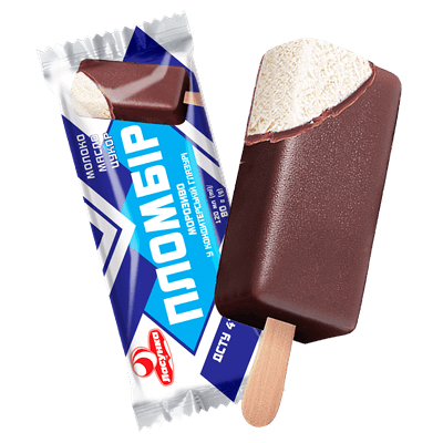 Морозиво «Пломбір» ескімо у глазурі